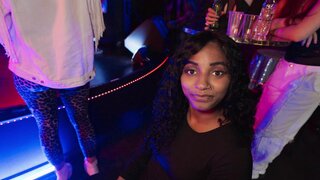 Shameless babe gives a BJ and fucks in the night club