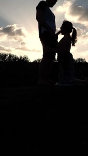 Sunset blowjob on the side or the road