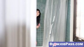 Voluptuous teen Amilia Onyx blows stepbro dick passionately