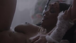 Hot girl with a fantastic ass is having sex with two men