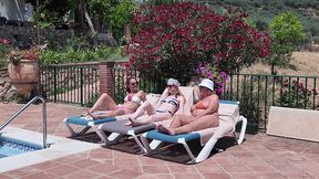 mature swingers holiday pool side reverse gangbang