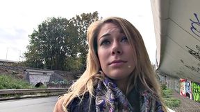 Horny blonde opens legs for cash & gets rewarded with a hot load