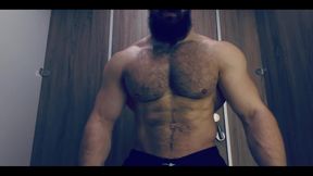 Hard breathing, musculine scent, bulging veins and muscles