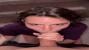 Public staircase BJ with the mistress Darcy Dark