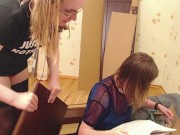 Assembling a bed and then fucking on it (trans girl Astra + girlfriend Nicky)