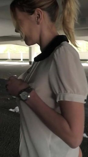 Horny Blonde German Slut Ordered to the Parking Garage and Fucked