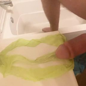 Cum in wifes green panties