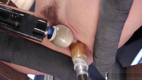 Restrained babe cumming during machine sex