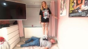 Mini Skirt T-Shirt & Mary Jane Chunky Shoes Trampling