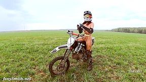 A Naked Chick On A Dirt Bike