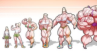 30 Days of Female Muscle Growth Animation &ndash; DUBBED &ndash; Giantess, Muscles, Massive Boobs, giant bicep flex