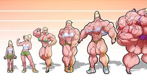 30 Days of Female Muscle Growth Animation &ndash; DUBBED &ndash; Giantess, Muscles, Massive Boobs, giant bicep flex