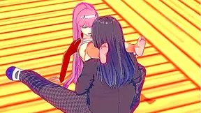 Zero Two Pleasured by Unlikely Lover in Steamy FranXX Encounter