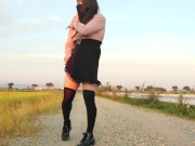 Exposed masturbation ejaculation in the early morning of beautiful transgender Honoka