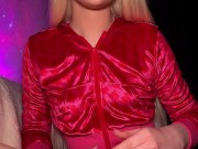 Cheerleader jerks off her huge cock and cums in a fountain of cum - Anna Rose