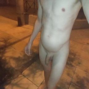 Walking naked in public playing with my dick