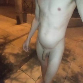 Walking naked in public playing with my dick