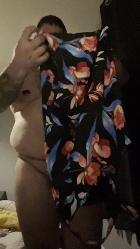 Cock and Ball Bondage with Nipple Clamps and Crossdressing and Handcuffs