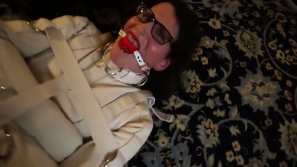 Struggling In A Straitjacket And Ankle Restraints