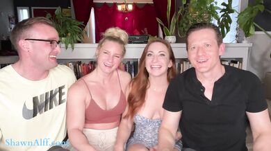 Couple swap and double facial for muscle mommies