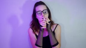 Goth Girl Smoking in Fishnets