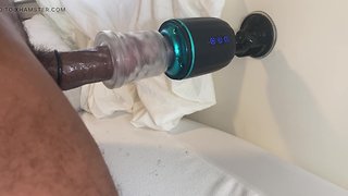 Masturbating my big black cock to a big moaning cumshot
