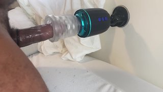 Masturbating my big black cock to a big moaning cumshot