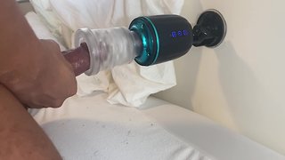 Masturbating my big black cock to a big moaning cumshot