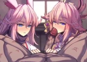 Yae Miko &amp; Yae Sakura Blowjob