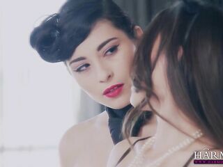 Stockinged lesbos masturbating