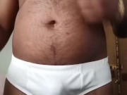 Handsome Man White Underwear bulge and Black Cock