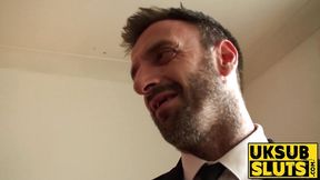 Redhead UK Subslut gets throat-pounded and slaps during hardcore cowgirl