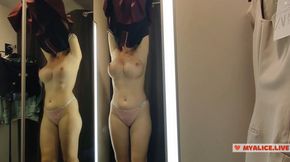 Transparent temptation in the changing room: trying on, teasing, and taking off