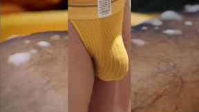 Yellow jockstrap bulge