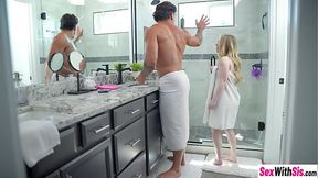 Naughty big ass teen stepsister Haley Spades tucked huge dick in her mouth