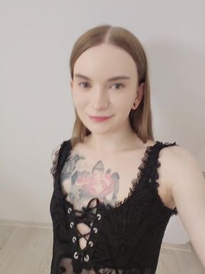Stepsister teases with her cock in the bedroom