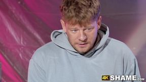 MILF Christina Santes sits her hairy cunt on strangers mouth and cock