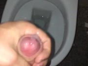 Cumshots in restaurant bathroom