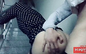 Part 2. While parents are at home, he cums on my ass in the entrance