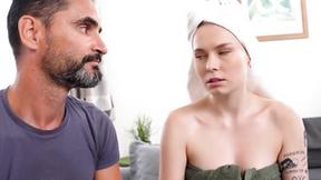 ”Hunt4K: After shower blonde with blindfold gets tightened in front of Boyfriend”