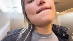 Cinema encounter ends with public toilet lesbian tribbing and female orgasm