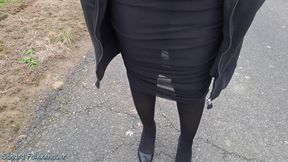 No Panties with black Tights