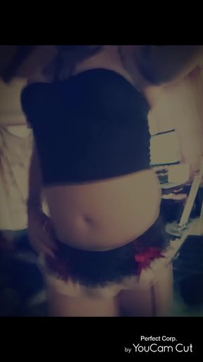 Pregnant woman in black and white