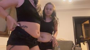 Farting while rubbing bellies on each other