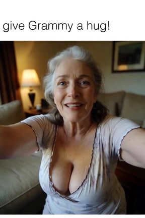 Mature granny with big tits enjoys herself