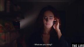 ”Horny redhead Emily J is fingering her holes on the couch”