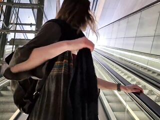 1st-time voyeur plays with her vagina in an Amsterdam Metro Station