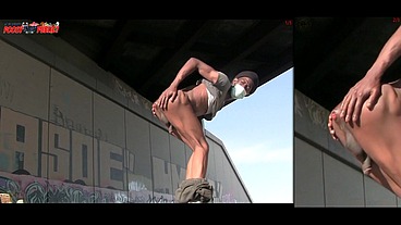 TWO ANGLES 1&2 - Amazing! This Twink Gets Massive Anal Enema in Public!