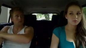 Stunning girlfriend slut in my car blowing and riding me