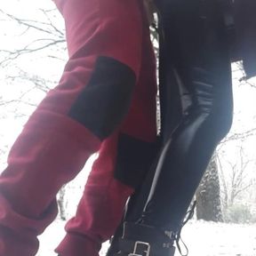 Laura On Heels, 2021, video of standing fucking in the snow